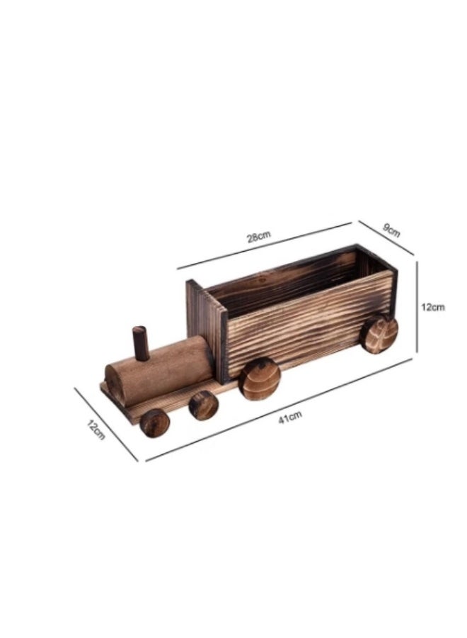 Wooden Train Planter Handmade Rustic  – Eco-Friendly Vintage Decor for Your Garden & Indoor Space - Image 2